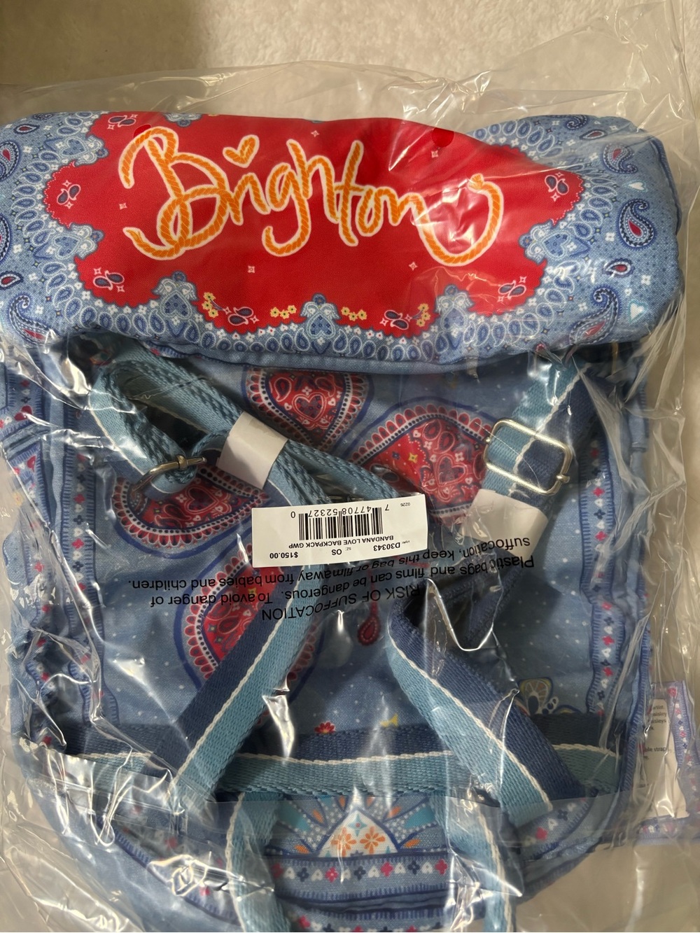 Brighton Yellow & Blue Floral Heart Tote and bandanna small backpack - Picture 9 of 10